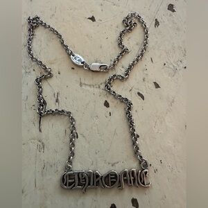 Chrome silver tone bar necklace new 16 inch no pouch or box